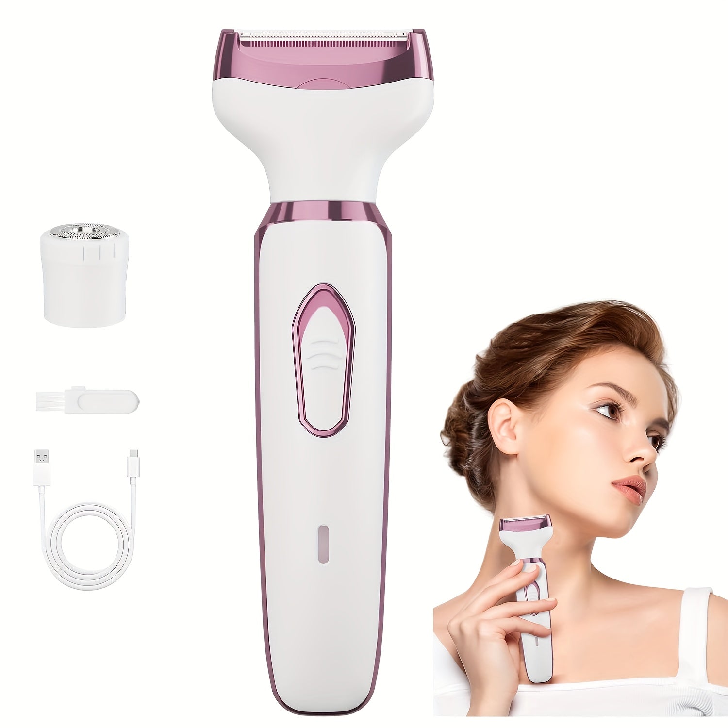 Hair Remover 4in1 Women's Electric  Multifunctional Women's Electric Shaver Trimmer Set Bikini Line Trimmer for Women USB Rechargeable for Eyebrows, Nose, Face Legs Hair Removal Portable Gentle Perfect Gift for Women