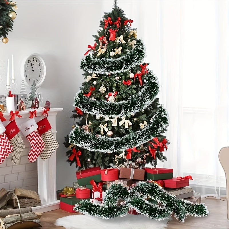 Garland Classic Christmas Artificial Tinsel  in Green And White