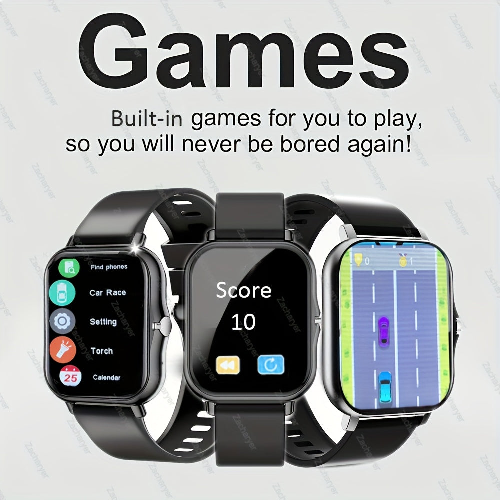 Smart Watch! Zacharyer 2025 Newest  Call/ SMS Notifications with APPs Pop-up Alerts, Multiple Sports Modes, Built in Games, Weather Forecast and Change Wallpapers and other functions, Compatible with iPhone and Android, gift f