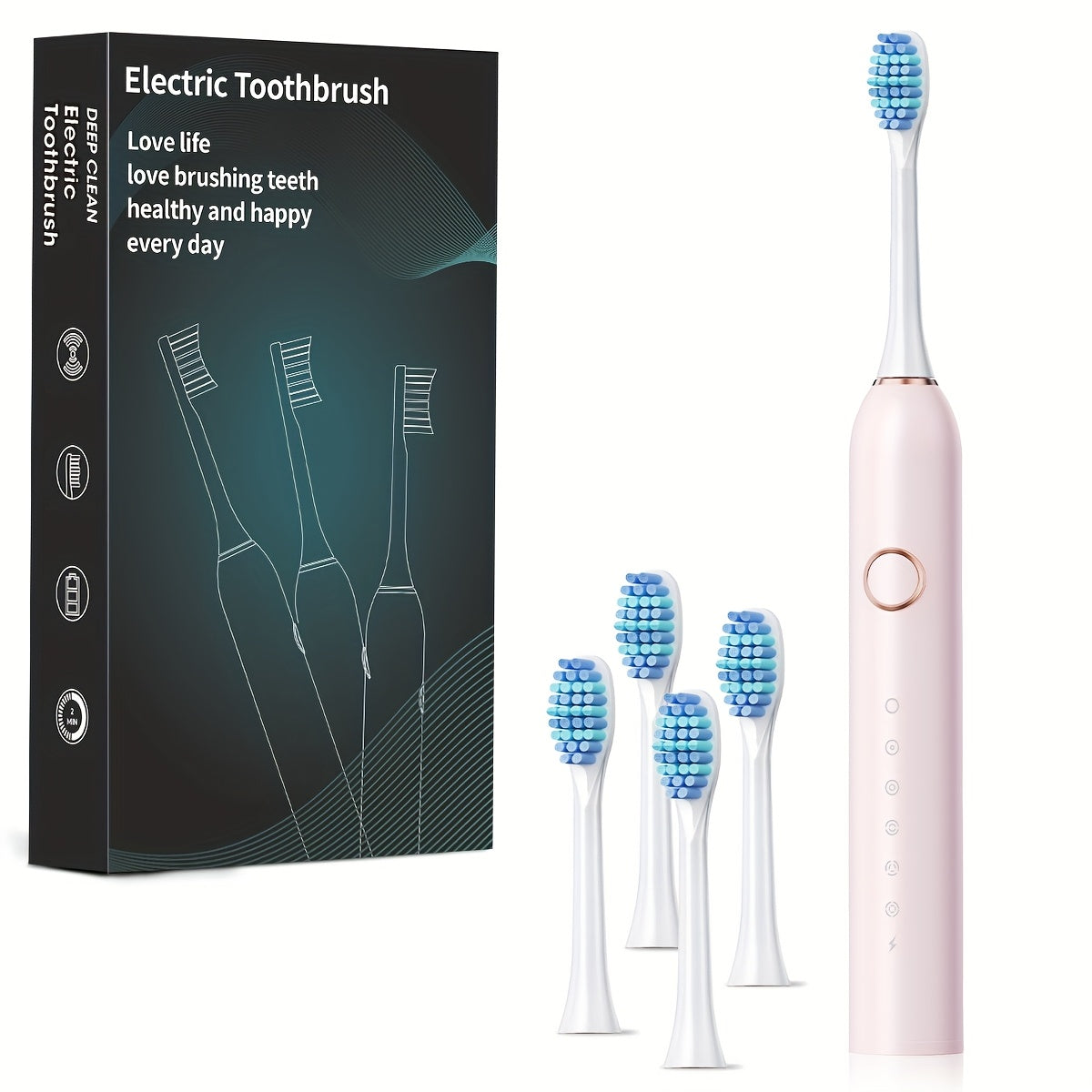 Toothbrush for Adults, Smart Fully Automatic Electric Unisex, Black White Pink