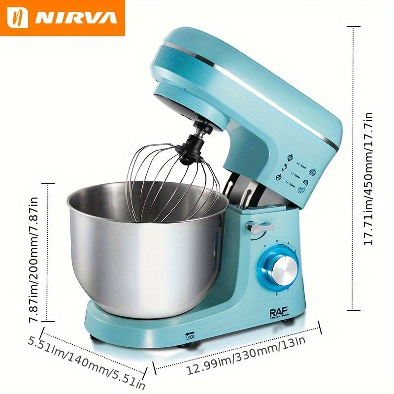 Mixer Nirva1400W high-speed electric kitchen mixer, with 240-ounce stainless steel bowl - 6-speed, handheld cream whisk and egg beater, suitable for baking and mixing, portable design,