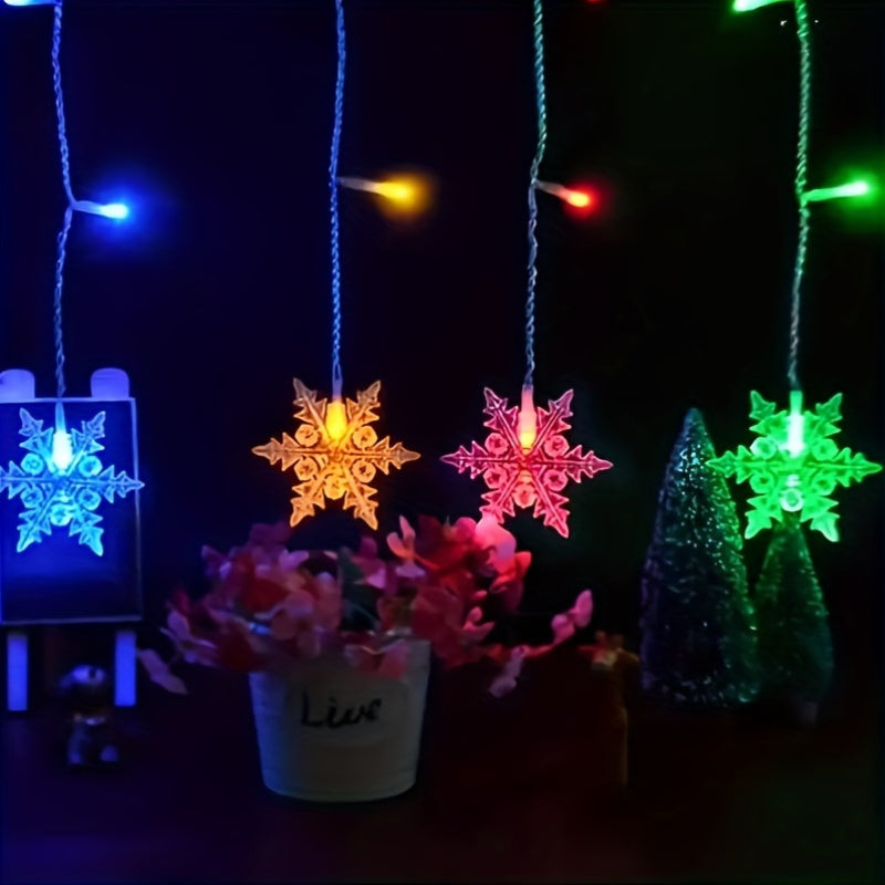 Light String 1pc YETHKE Snowflake Curtain Light, 96 LED USB Powered Fairy   with 8 Modes