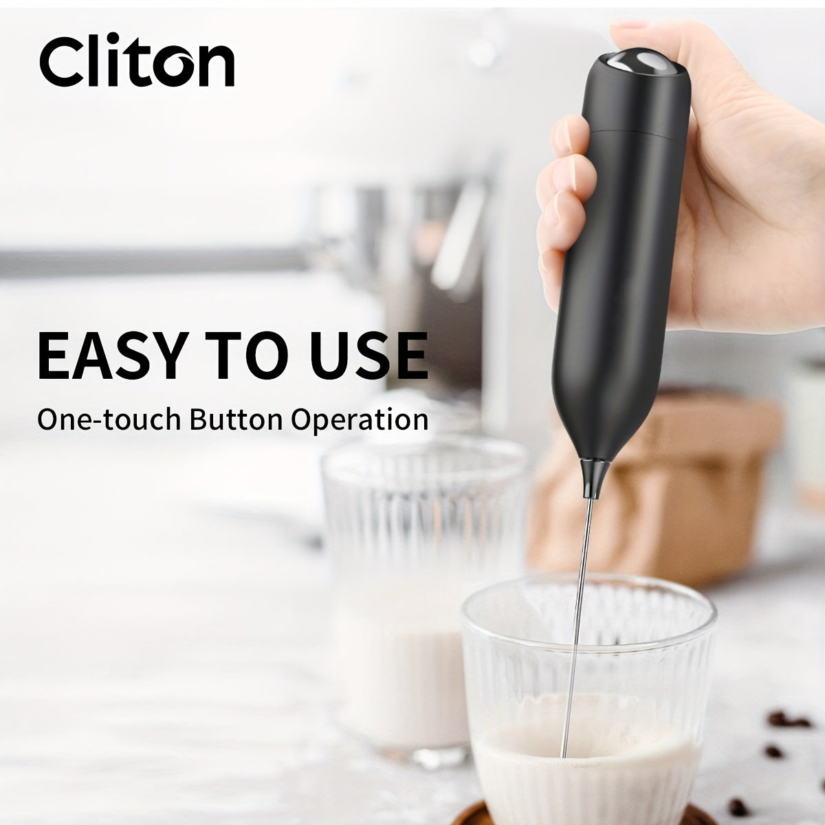 Frother 1pc Powerful Electric Milk Frother Handheld with Stainless Steel Stand, Battery Powered Mixer for Coffee, Smoothies, Latte, Matcha, Hot Chocolate, Mini Hand Blender 2025 Edition, Kitchen Gift, New Year Present, Valentine'S Da