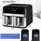 Air Fryer 9/10L Dual Zone  with Visual Window, 8 Pre-Programmed Menus Smart Cooking
