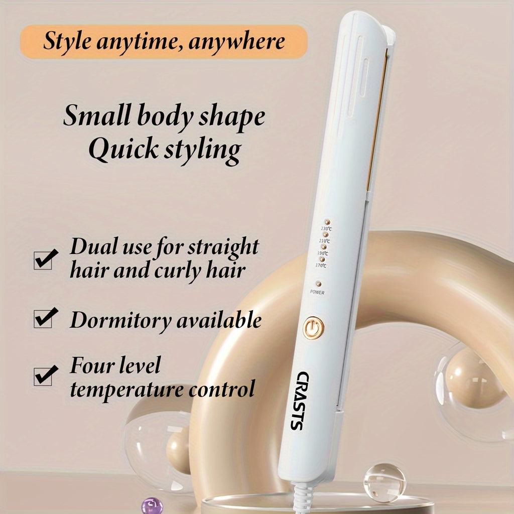 Hair Straightener CRASTS Titanium Flat Iron, 24W Unisex Adult  with 4-Temperature Settings, 220V Type C Plug, No Battery Required, for Straightening and Styling Hair, Home Use