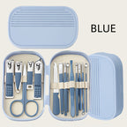 Nail & Foot Care Set  14pcs Stainless Steel with Plastic Storage Case - 3 Colors (Pink, Blue, White) - Heavy-Duty Manicure & Pedicure Kit with Scissors, Cuticle Pusher, Nail File, Cuticle Nipper, Remover, Cuticle Trimmer, Nail
