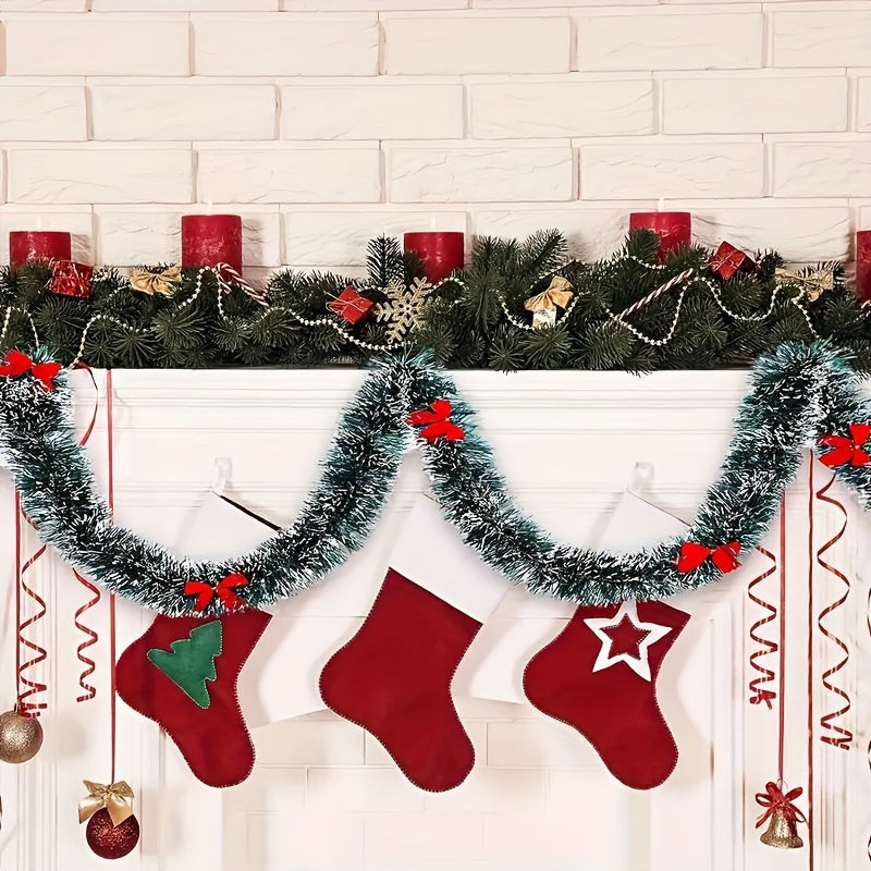 Garland 7.92meter Vintage Tinsel Christmas  with Red Bows
