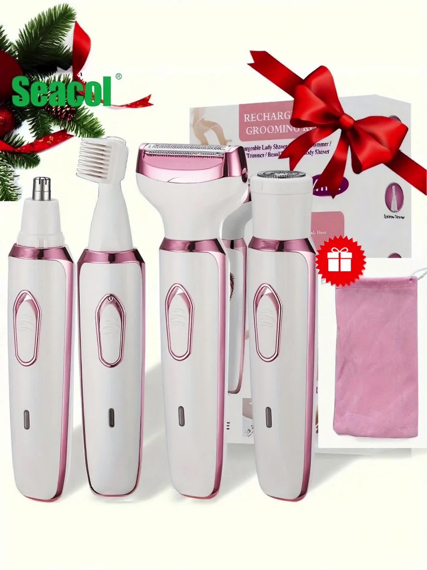 Hair Remover 4in1 Women's Electric  Multifunctional Women's Electric Shaver Trimmer Set Bikini Line Trimmer for Women USB Rechargeable for Eyebrows, Nose, Face Legs Hair Removal Portable Gentle Perfect Gift for Women