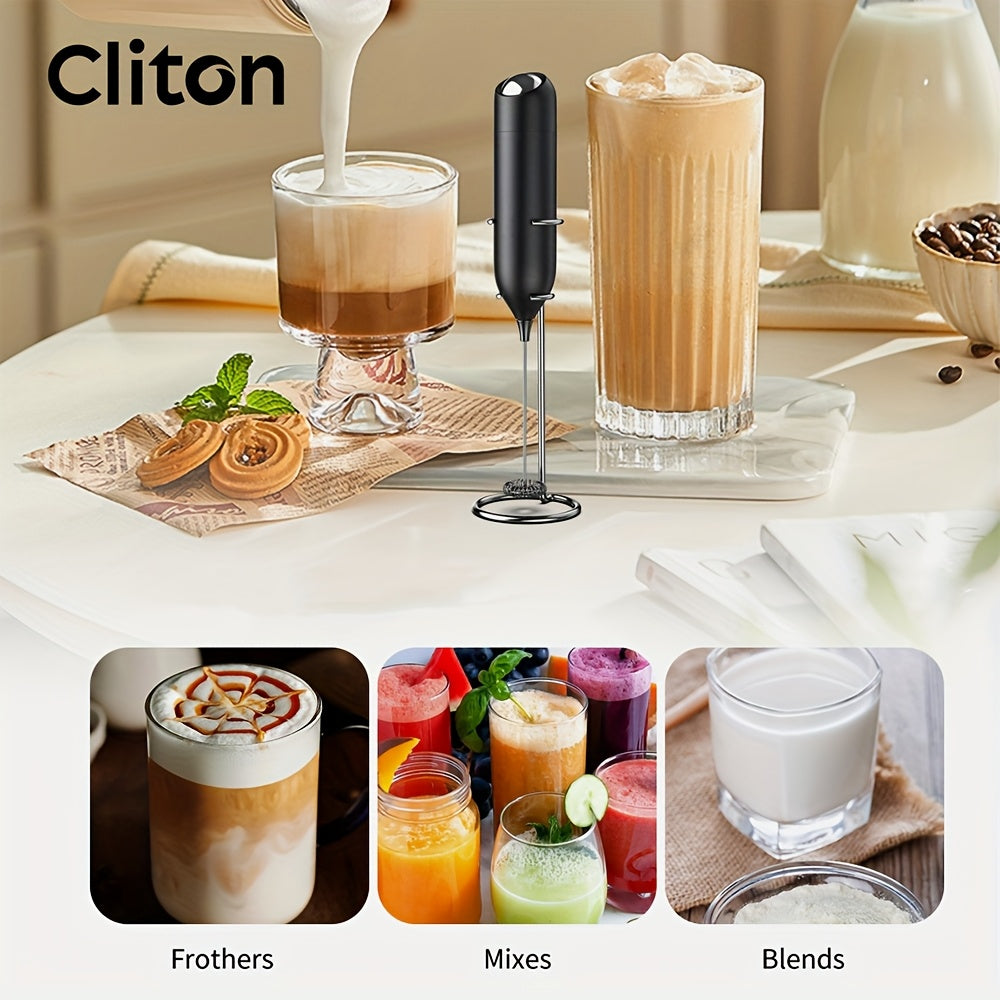 Frother 1pc Powerful Electric Milk Frother Handheld with Stainless Steel Stand, Battery Powered Mixer for Coffee, Smoothies, Latte, Matcha, Hot Chocolate, Mini Hand Blender 2025 Edition, Kitchen Gift, New Year Present, Valentine'S Da